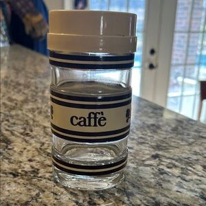 Vintage Caffè Glass Jar with Brown Stripes